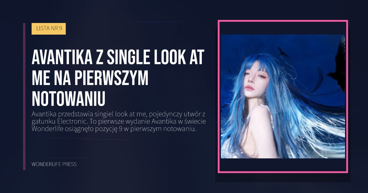 Wonderlife Press: Avantika z single look at me na pierwszym notowaniu. okładka wydawnictwa. LISTA NR 9.