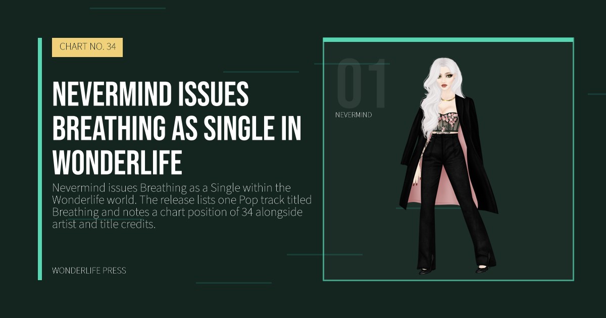 Wonderlife Press: Nevermind issues Breathing as Single in Wonderlife. artist portrait. CHART NO. 34.