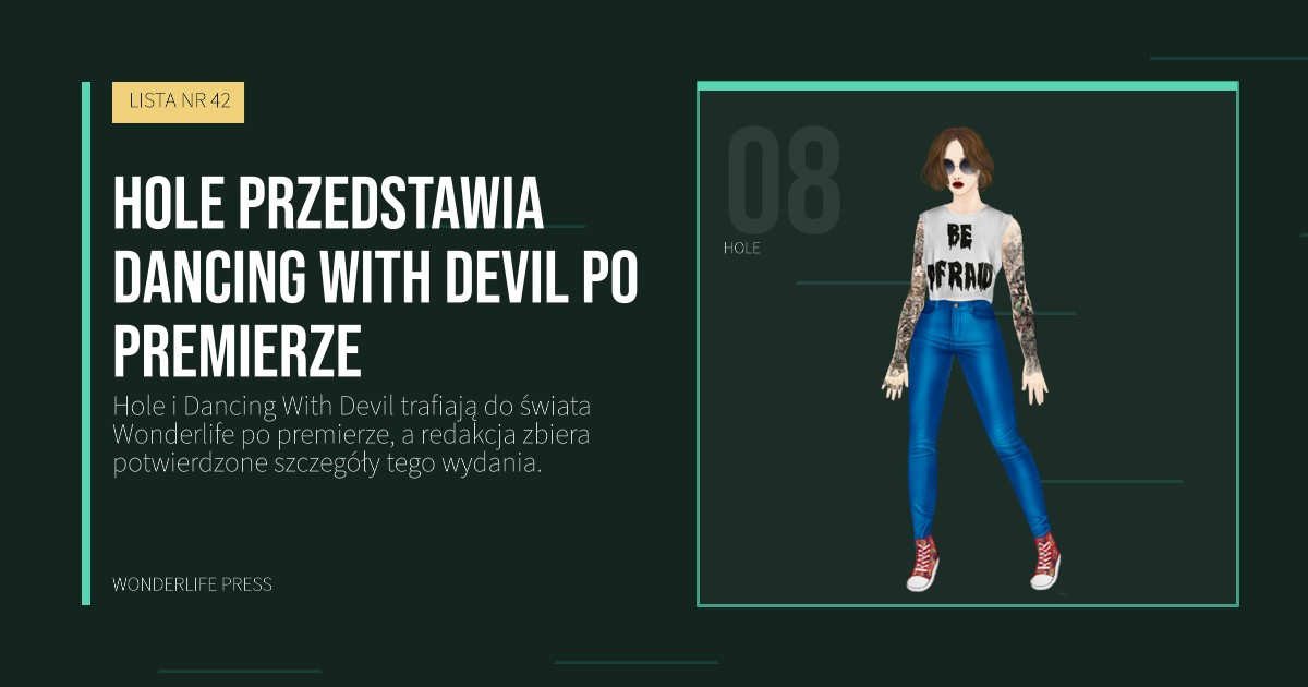 Wonderlife Press: Hole przedstawia Dancing With Devil po premierze. portret artystów. LISTA NR 42.