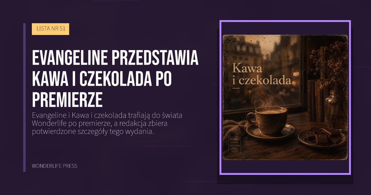 Wonderlife Press: Evangeline przedstawia Kawa i czekolada po premierze. okładka wydawnictwa. LISTA NR 51.