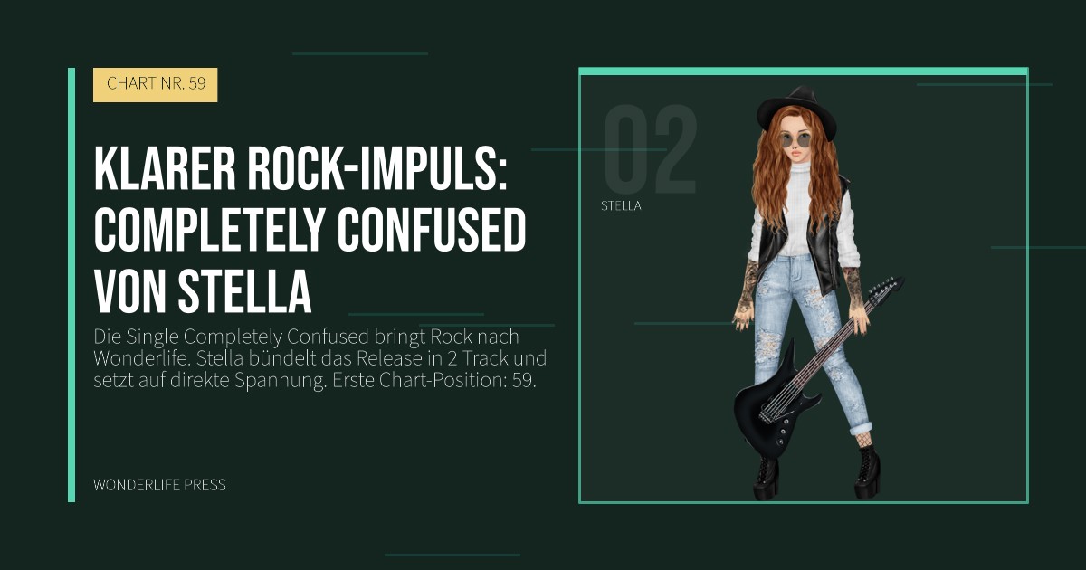 Wonderlife Press: Klarer Rock-Impuls: Completely Confused von Stella. Künstlerporträt. CHART NR. 59.