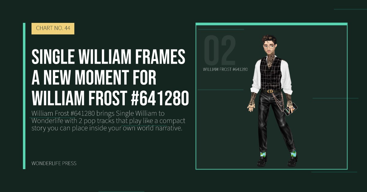 Wonderlife Press: Single William frames a new moment for William Frost #641280. artist portrait. CHART NO. 44.