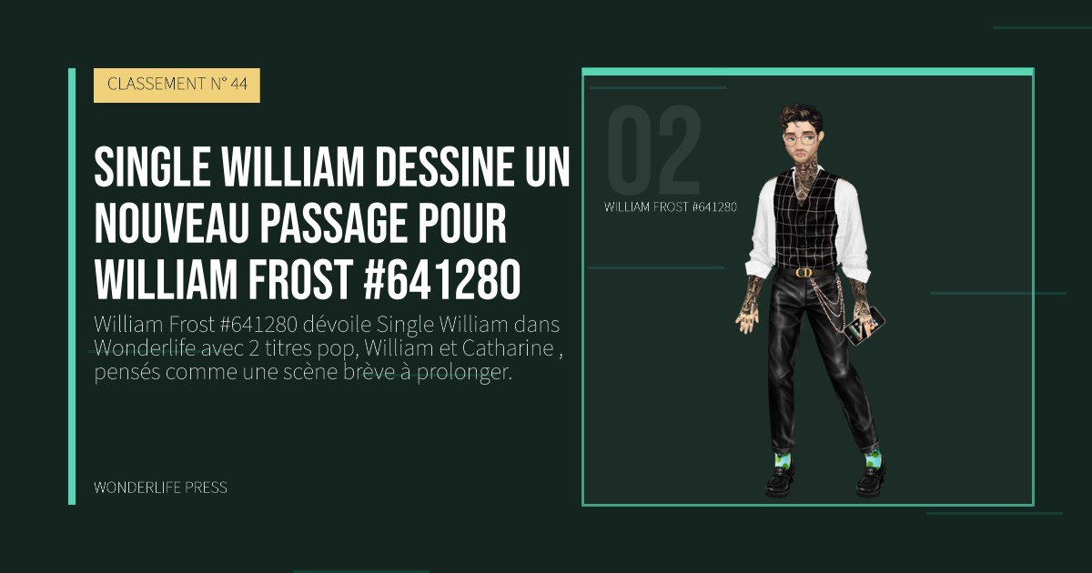 Wonderlife Press: Single William dessine un nouveau passage pour William Frost #641280. portrait des artistes. CLASSEMENT N° 44.