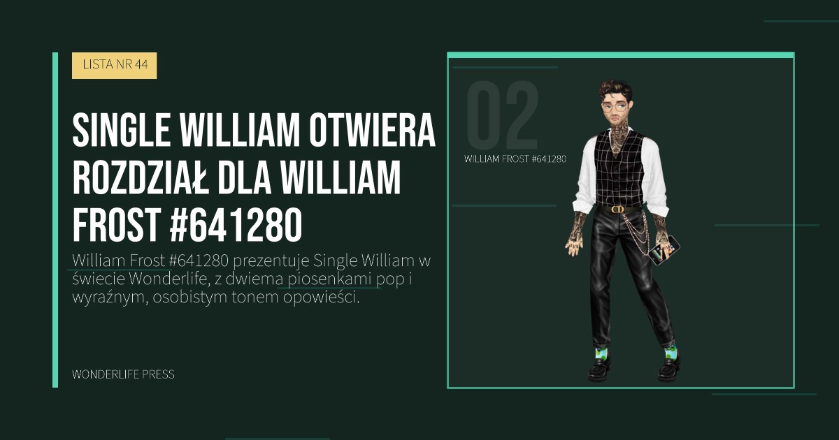 Wonderlife Press: Single William otwiera rozdział dla William Frost #641280. portret artystów. LISTA NR 44.
