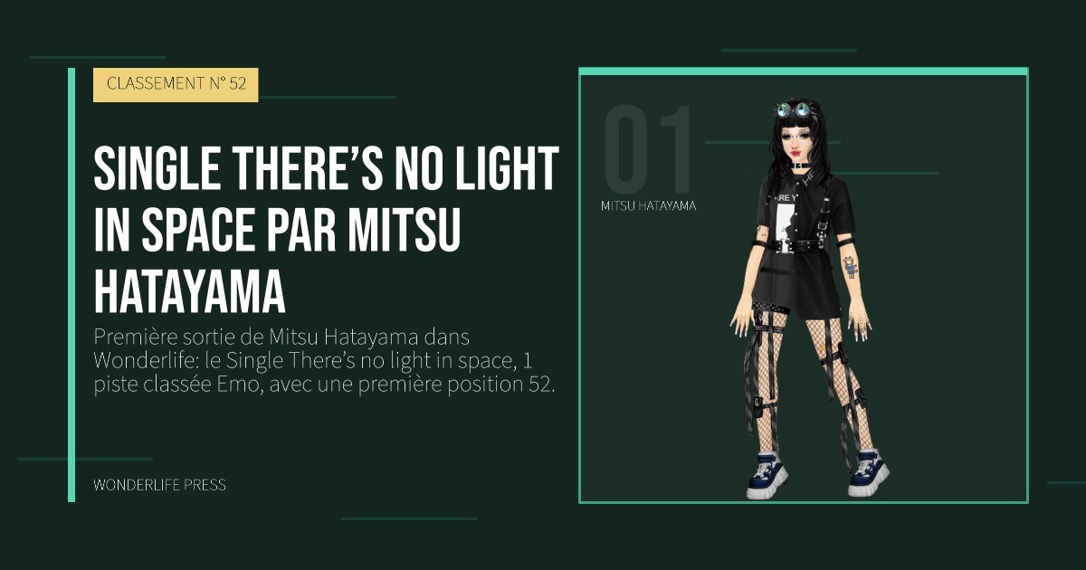 Wonderlife Press: Single There’s no light in space par Mitsu Hatayama. portrait des artistes. CLASSEMENT N° 52.