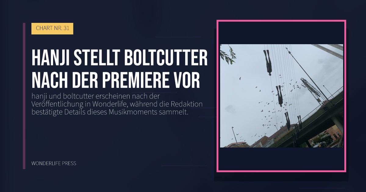 Wonderlife Press: hanji stellt boltcutter nach der Premiere vor. Veröffentlichungscover. CHART NR. 31.