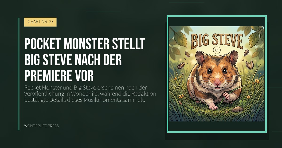 Wonderlife Press: Pocket Monster stellt Big Steve nach der Premiere vor. Veröffentlichungscover. CHART NR. 27.