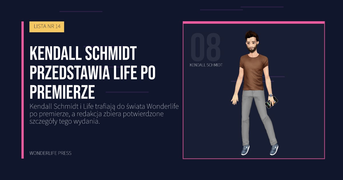 Wonderlife Press: Kendall Schmidt przedstawia Life po premierze. portret artystów. LISTA NR 14.