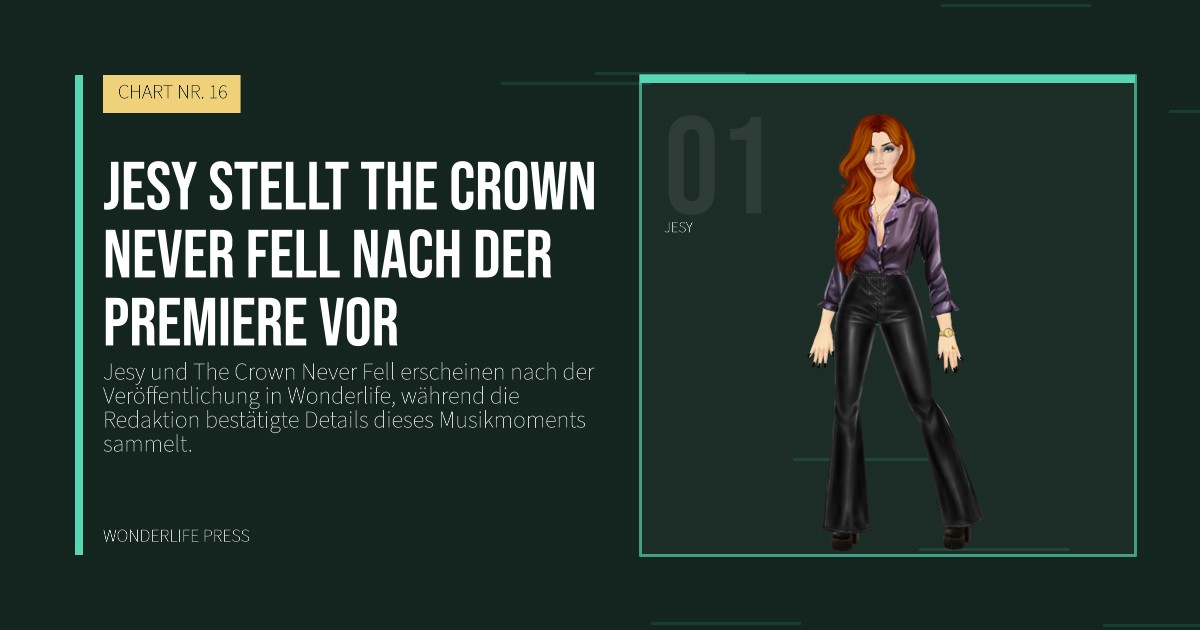 Wonderlife Press: Jesy stellt The Crown Never Fell nach der Premiere vor. Künstlerporträt. CHART NR. 16.
