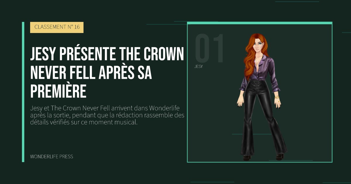 Wonderlife Press: Jesy présente The Crown Never Fell après sa première. portrait des artistes. CLASSEMENT N° 16.