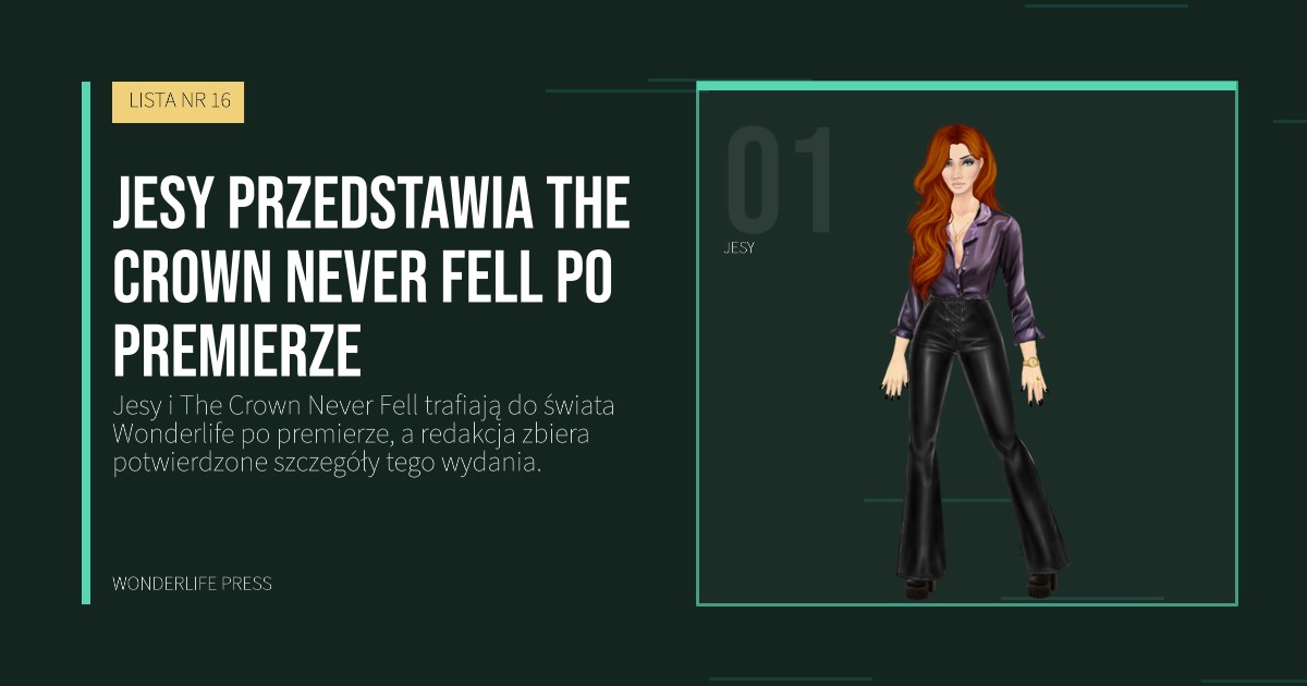 Wonderlife Press: Jesy przedstawia The Crown Never Fell po premierze. portret artystów. LISTA NR 16.