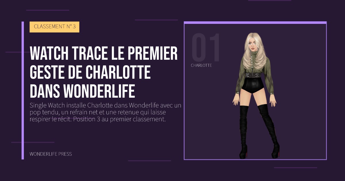 Wonderlife Press: Watch trace le premier geste de Charlotte dans Wonderlife. portrait des artistes. CLASSEMENT N° 3.