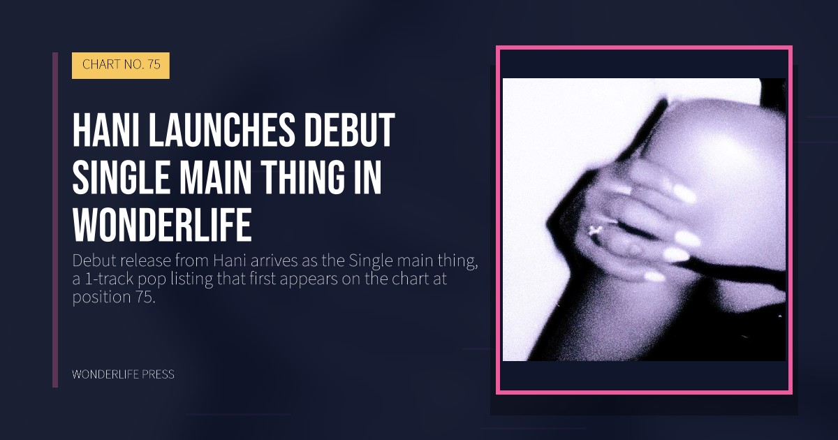 Wonderlife Press: Hani launches debut Single main thing in Wonderlife. release artwork. CHART NO. 75.