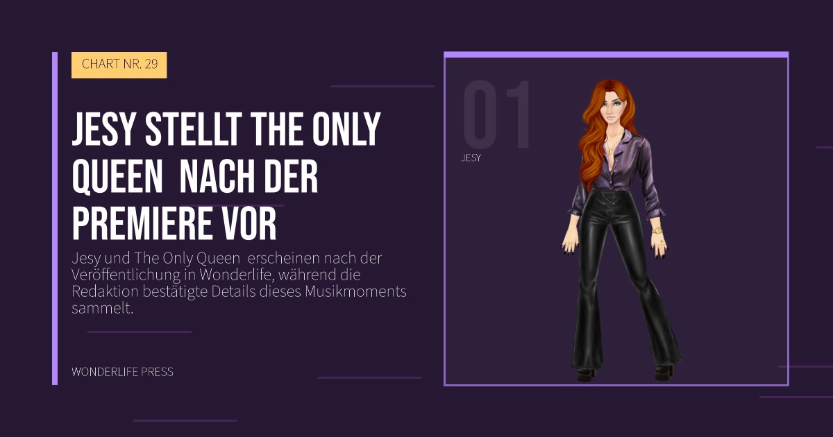 Wonderlife Press: Jesy stellt The Only Queen  nach der Premiere vor. Künstlerporträt. CHART NR. 29.