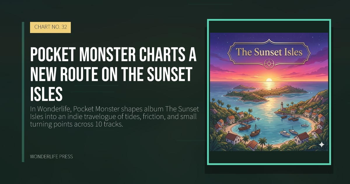 Wonderlife Press: Pocket Monster charts a new route on The Sunset Isles. release artwork. CHART NO. 32.