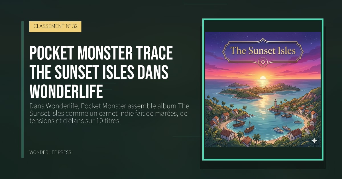 Wonderlife Press: Pocket Monster trace The Sunset Isles dans Wonderlife. pochette de la sortie. CLASSEMENT N° 32.