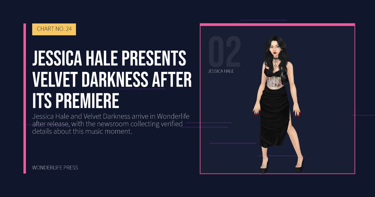 Wonderlife Press: Jessica Hale presents Velvet Darkness after its premiere. artist portrait. CHART NO. 24.