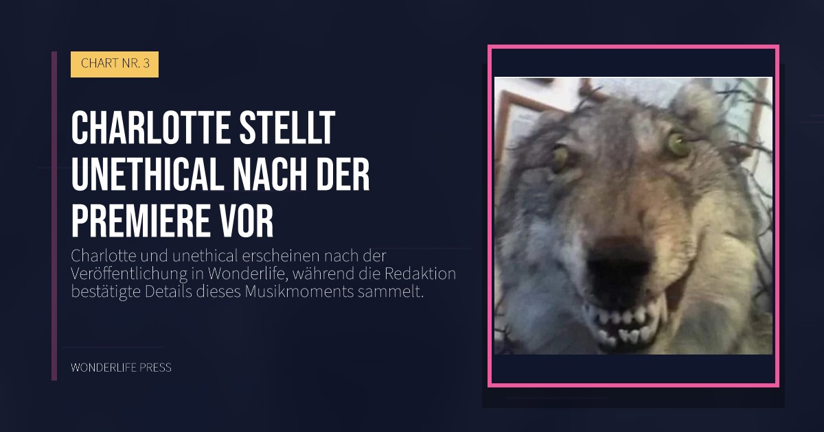 Wonderlife Press: Charlotte stellt unethical nach der Premiere vor. Veröffentlichungscover. CHART NR. 3.