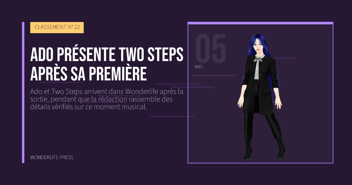 Wonderlife Press: Ado présente Two Steps après sa première. portrait des artistes. CLASSEMENT N° 22.