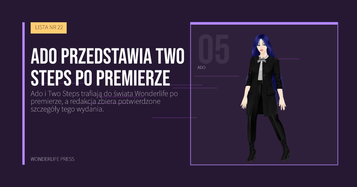 Wonderlife Press: Ado przedstawia Two Steps po premierze. portret artystów. LISTA NR 22.