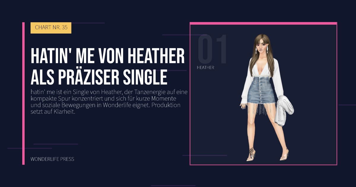 Wonderlife Press: hatin' me von Heather als präziser Single. Künstlerporträt. CHART NR. 35.