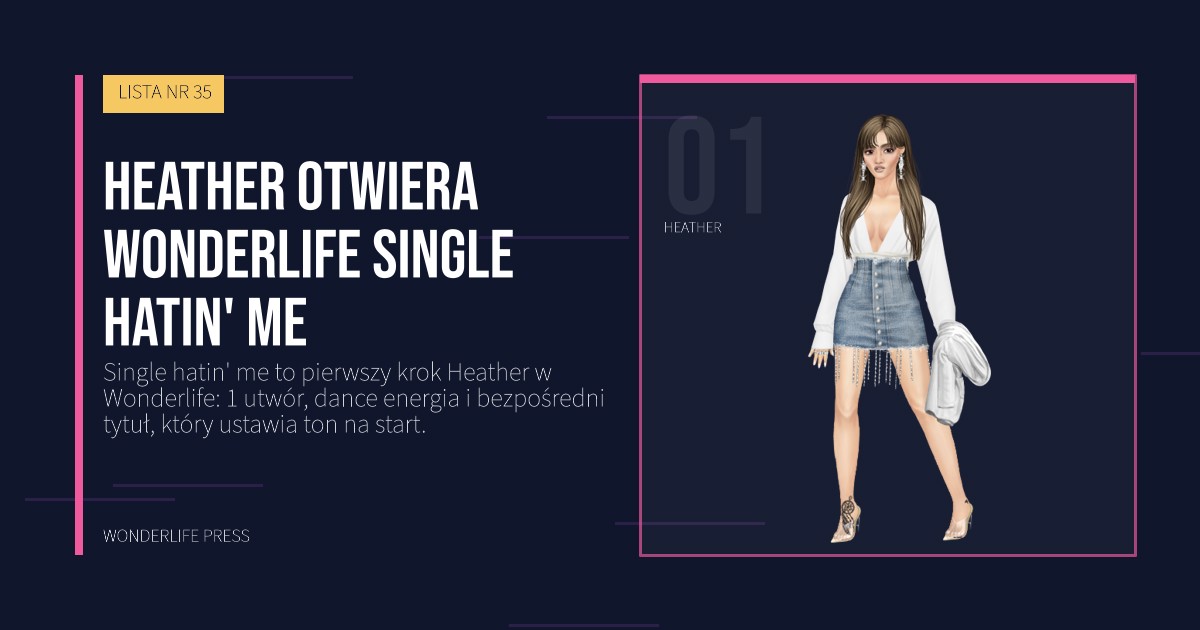 Wonderlife Press: Heather otwiera Wonderlife Single hatin' me. portret artystów. LISTA NR 35.
