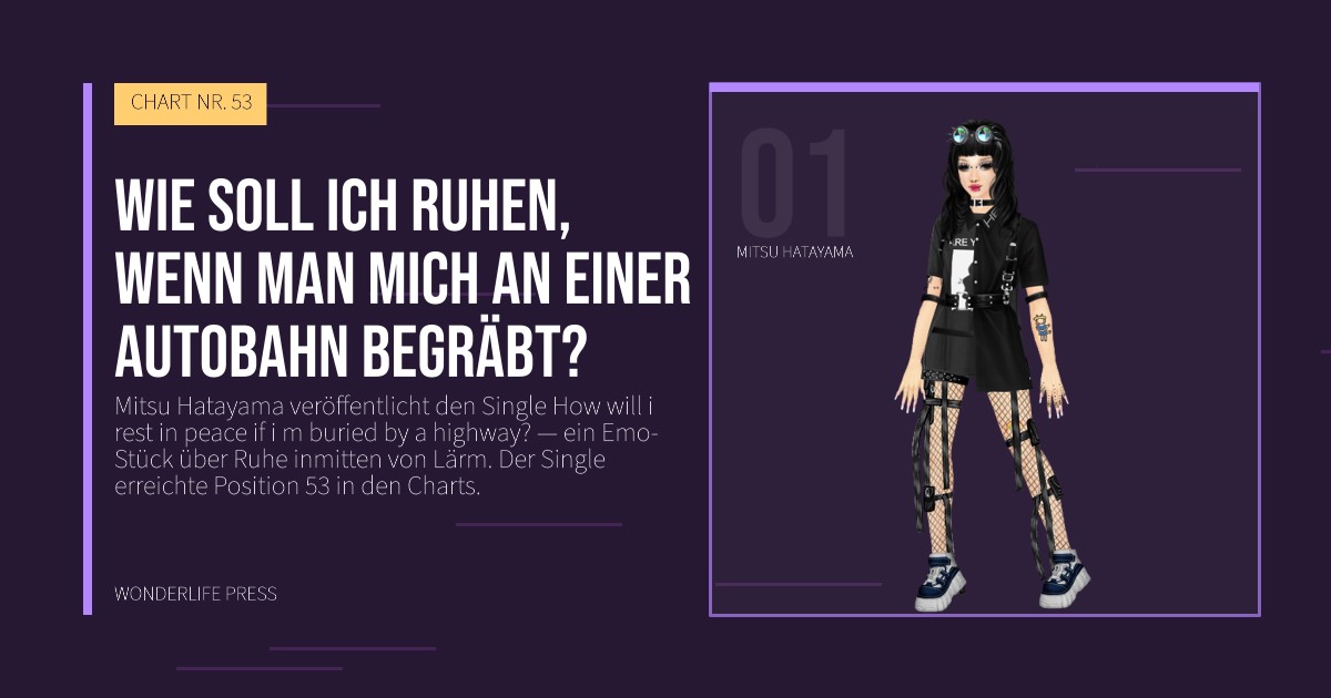 Wonderlife Press: Wie soll ich ruhen, wenn man mich an einer Autobahn begräbt?. Künstlerporträt. CHART NR. 53.