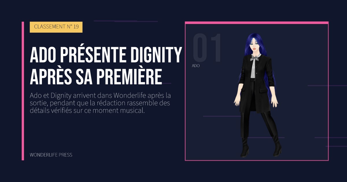 Wonderlife Press: Ado présente Dignity après sa première. portrait des artistes. CLASSEMENT N° 19.
