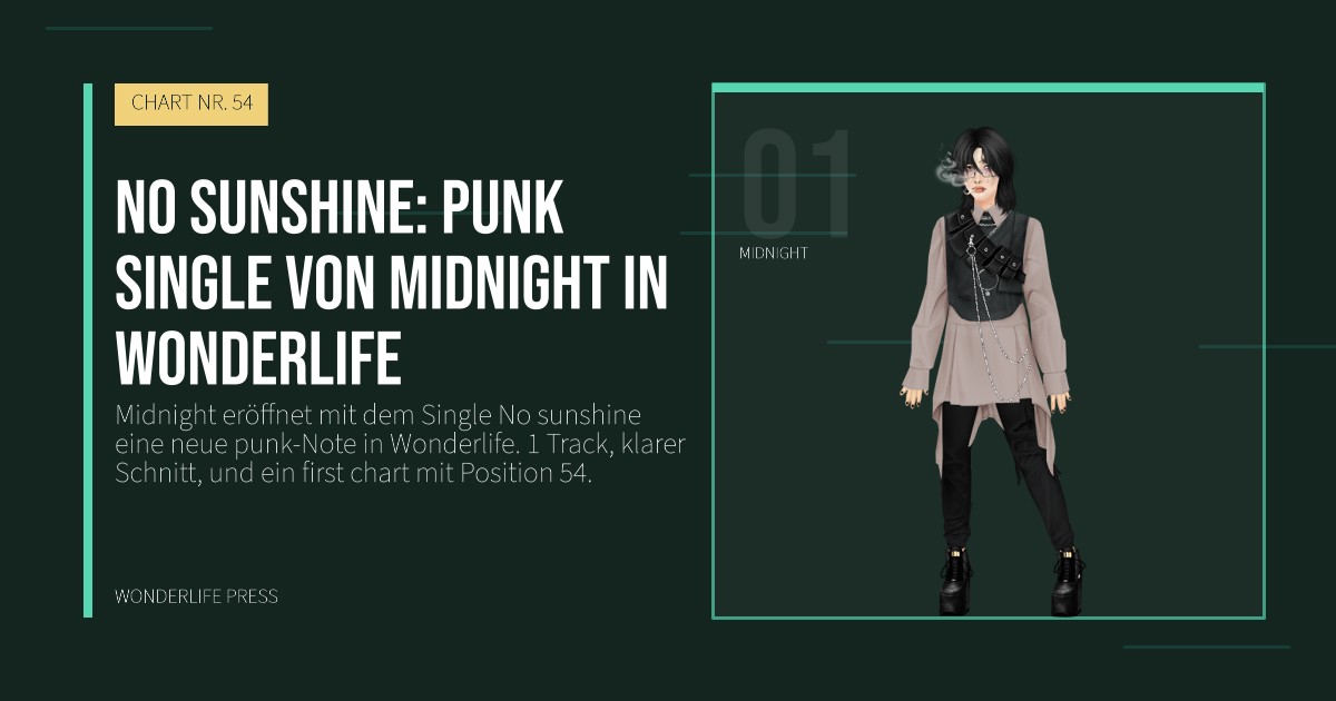 Wonderlife Press: No sunshine: punk single von Midnight in Wonderlife. Künstlerporträt. CHART NR. 54.