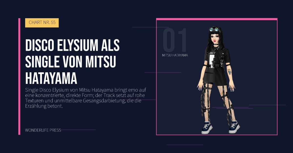 Wonderlife Press: Disco Elysium als Single von Mitsu Hatayama. Künstlerporträt. CHART NR. 55.