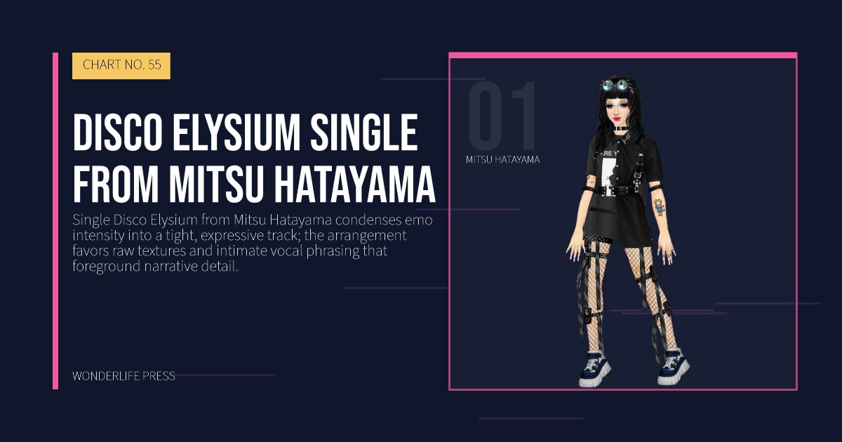 Wonderlife Press: Disco Elysium single from Mitsu Hatayama. artist portrait. CHART NO. 55.