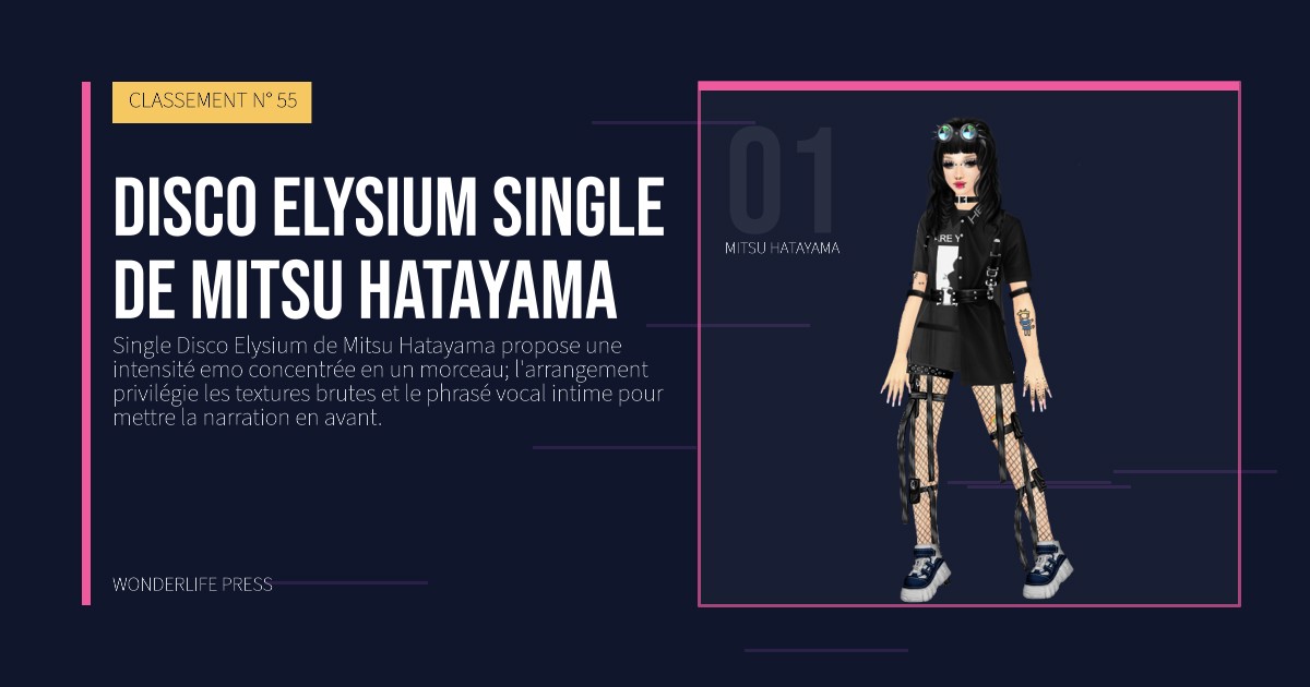 Wonderlife Press: Disco Elysium single de Mitsu Hatayama. portrait des artistes. CLASSEMENT N° 55.