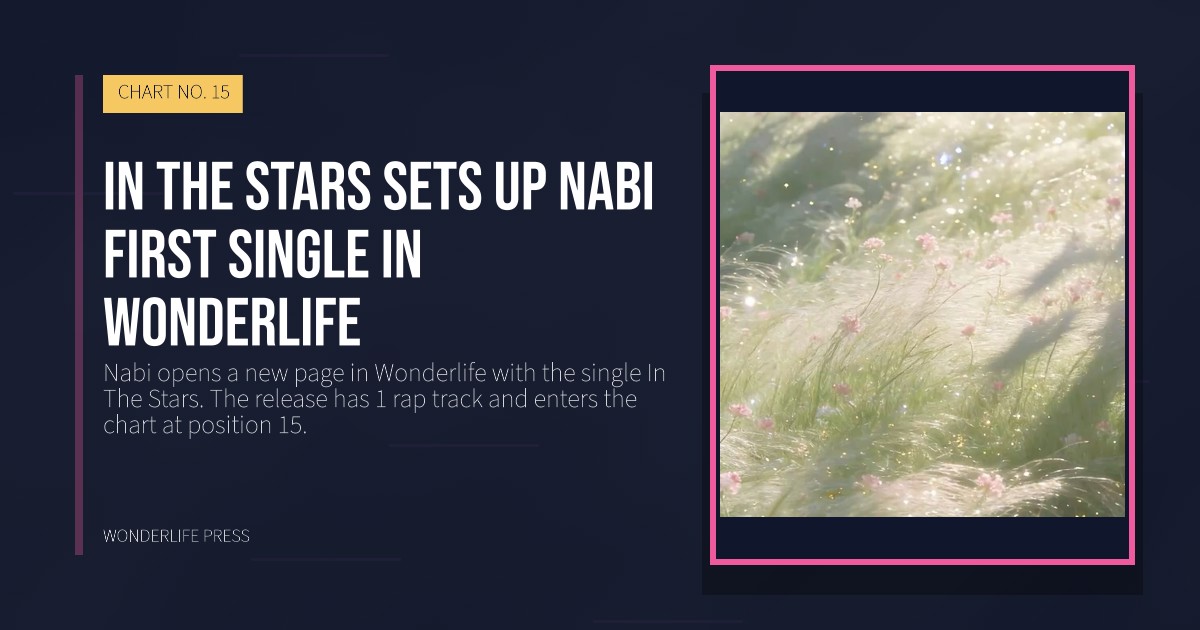 Wonderlife Press: In The Stars sets up Nabi first single in Wonderlife. release artwork. CHART NO. 15.