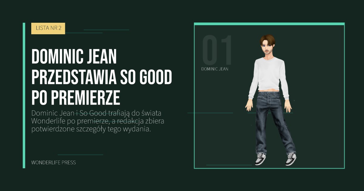 Wonderlife Press: Dominic Jean przedstawia So Good po premierze. portret artystów. LISTA NR 2.