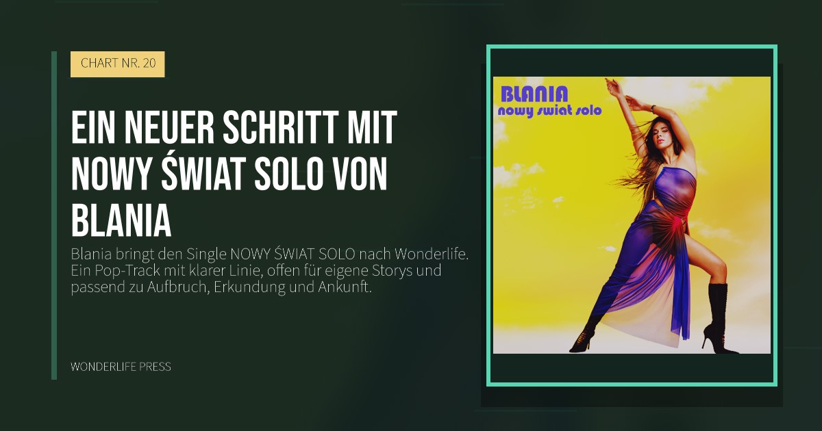 Wonderlife Press: Ein neuer Schritt mit NOWY ŚWIAT SOLO von Blania. Veröffentlichungscover. CHART NR. 20.
