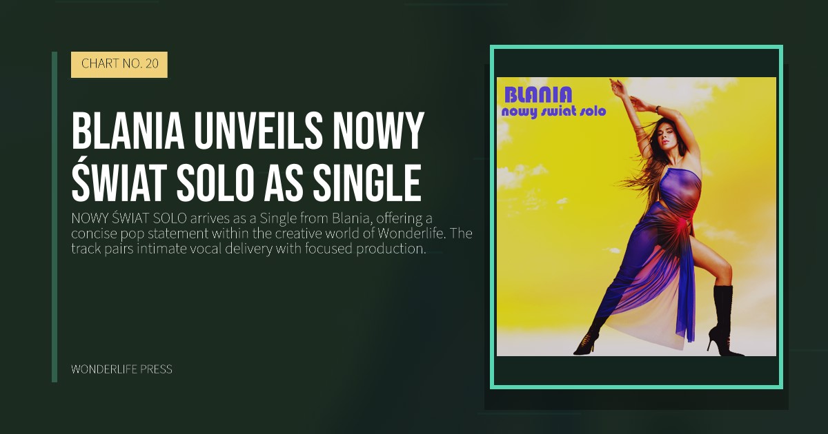 Wonderlife Press: Blania unveils NOWY ŚWIAT SOLO as Single. release artwork. CHART NO. 20.