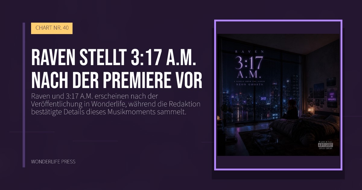 Wonderlife Press: Raven stellt 3:17 A.M. nach der Premiere vor. Veröffentlichungscover. CHART NR. 40.