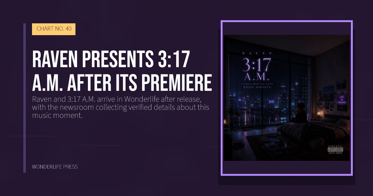 Wonderlife Press: Raven presents 3:17 A.M. after its premiere. release artwork. CHART NO. 40.