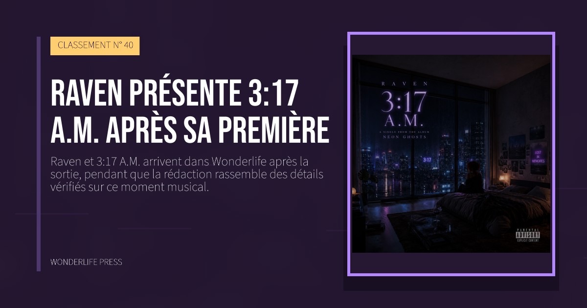 Wonderlife Press: Raven présente 3:17 A.M. après sa première. pochette de la sortie. CLASSEMENT N° 40.