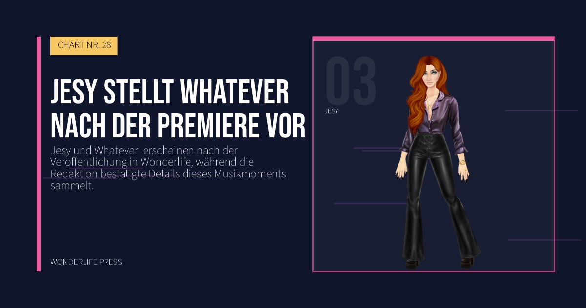Wonderlife Press: Jesy stellt Whatever  nach der Premiere vor. Künstlerporträt. CHART NR. 28.
