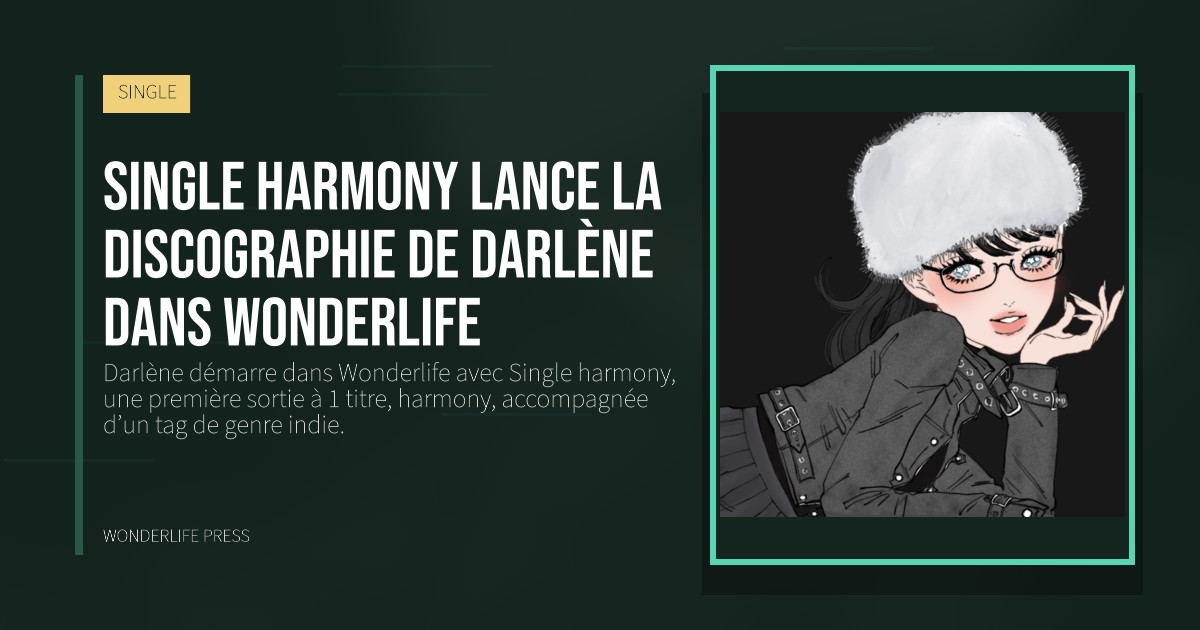 Wonderlife Press: Single harmony lance la discographie de Darlène dans Wonderlife. pochette de la sortie. SINGLE.