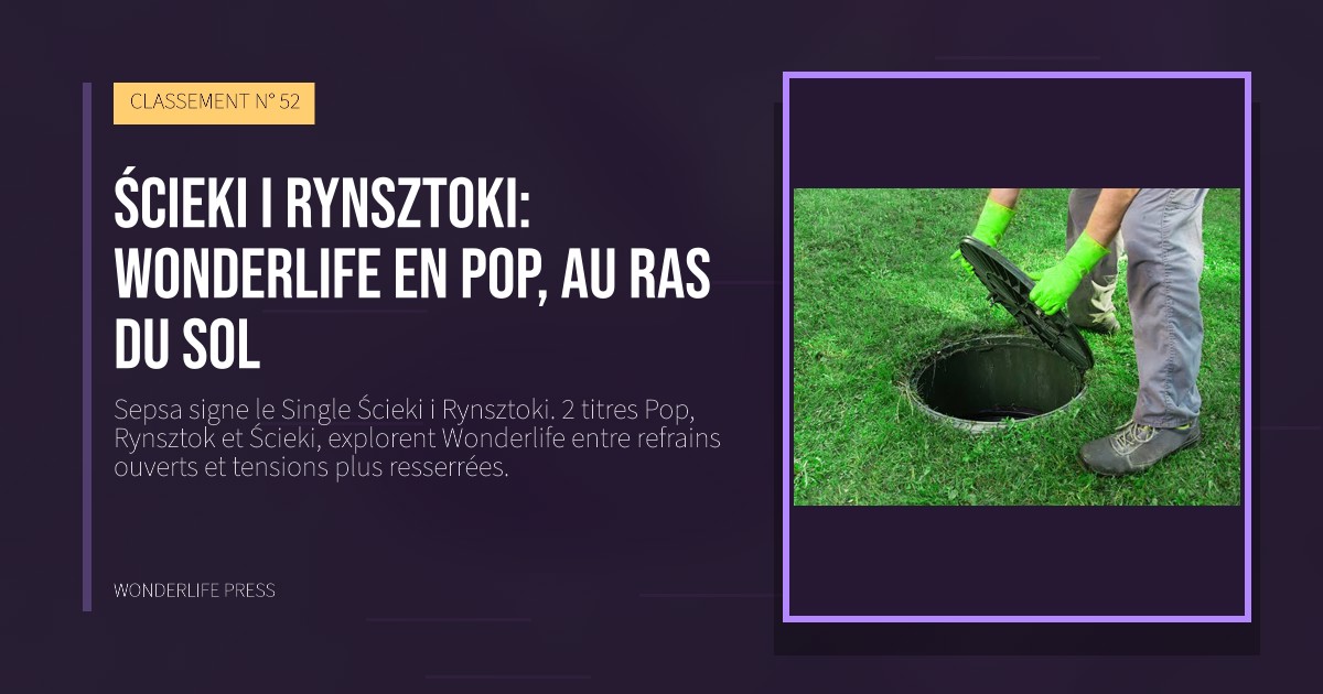 Wonderlife Press: Ścieki i Rynsztoki: Wonderlife en pop, au ras du sol. pochette de la sortie. CLASSEMENT N° 52.