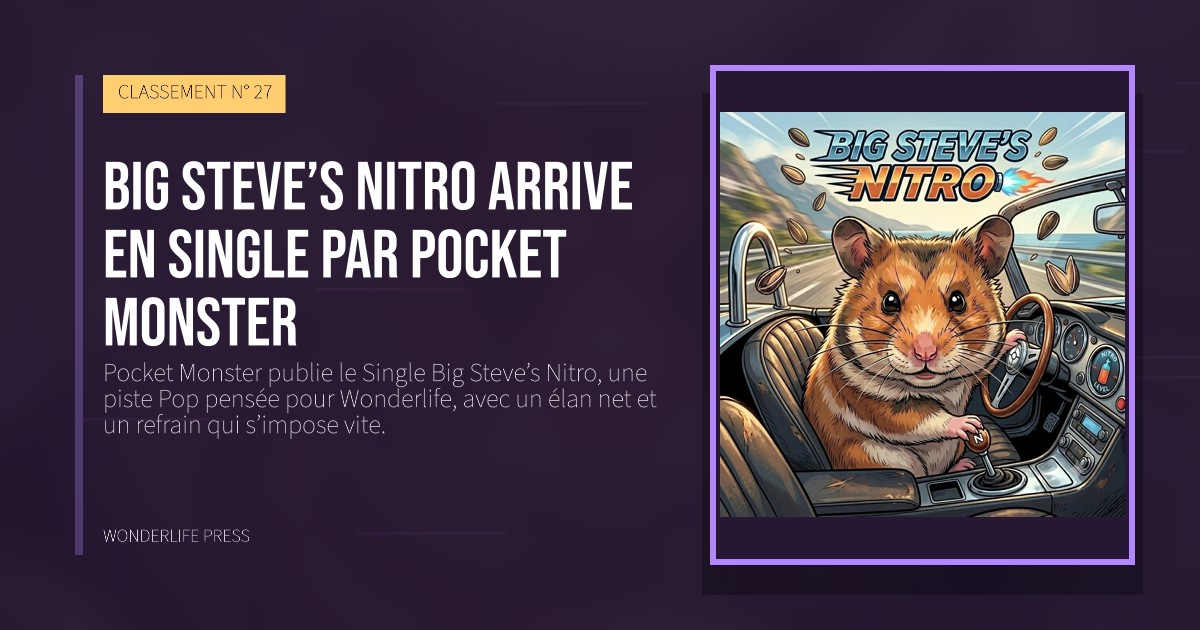 Wonderlife Press: Big Steve’s Nitro arrive en Single par Pocket Monster. pochette de la sortie. CLASSEMENT N° 27.