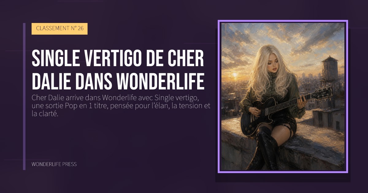 Wonderlife Press: Single vertigo de Cher Dalie dans Wonderlife. pochette de la sortie. CLASSEMENT N° 26.