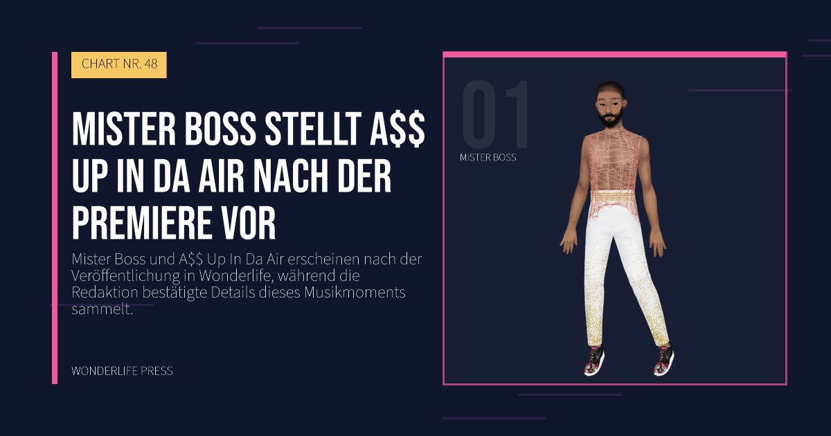 Wonderlife Press: Mister Boss stellt A$$ Up In Da Air nach der Premiere vor. Künstlerporträt. CHART NR. 48.