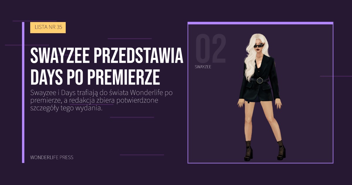 Wonderlife Press: Swayzee przedstawia Days po premierze. portret artystów. LISTA NR 35.