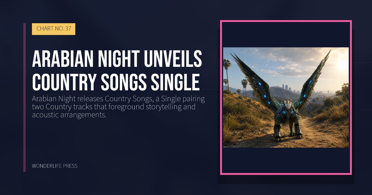Wonderlife Press: Arabian Night unveils Country Songs single. release artwork. CHART NO. 37.