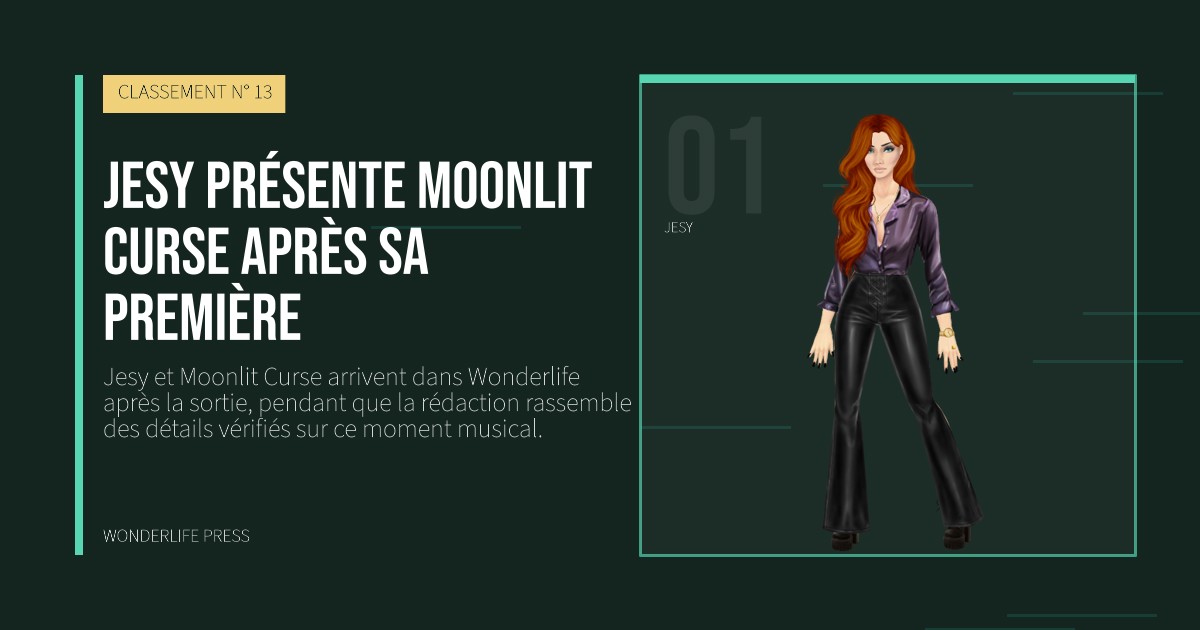 Wonderlife Press: Jesy présente Moonlit Curse après sa première. portrait des artistes. CLASSEMENT N° 13.