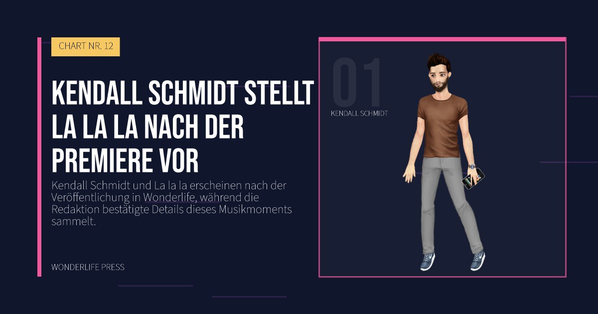 Wonderlife Press: Kendall Schmidt stellt La la la nach der Premiere vor. Künstlerporträt. CHART NR. 12.