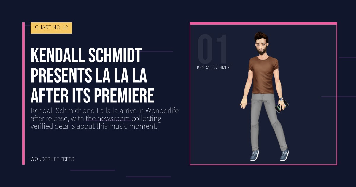 Wonderlife Press: Kendall Schmidt presents La la la after its premiere. artist portrait. CHART NO. 12.